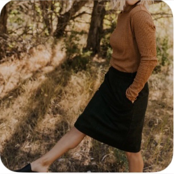 Roolee plaid tartan dark green pencil skirt McMillan Plaid Skirt wool blend - Picture 4 of 8